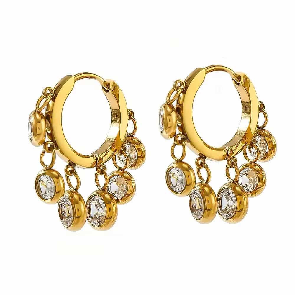 Zirc Dangle hoops - White Stone