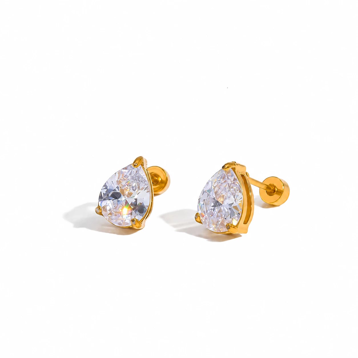 Teardrop Diamond Studs – image 1