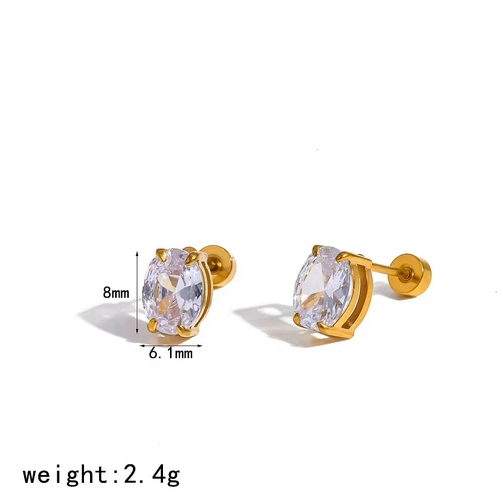 Oval Diamond Studs – image 3