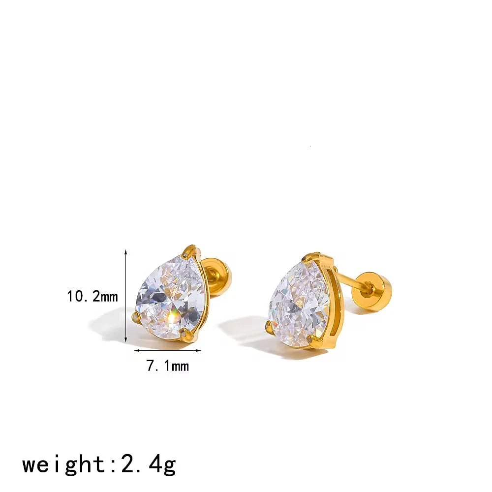 Teardrop Diamond Studs – image 3