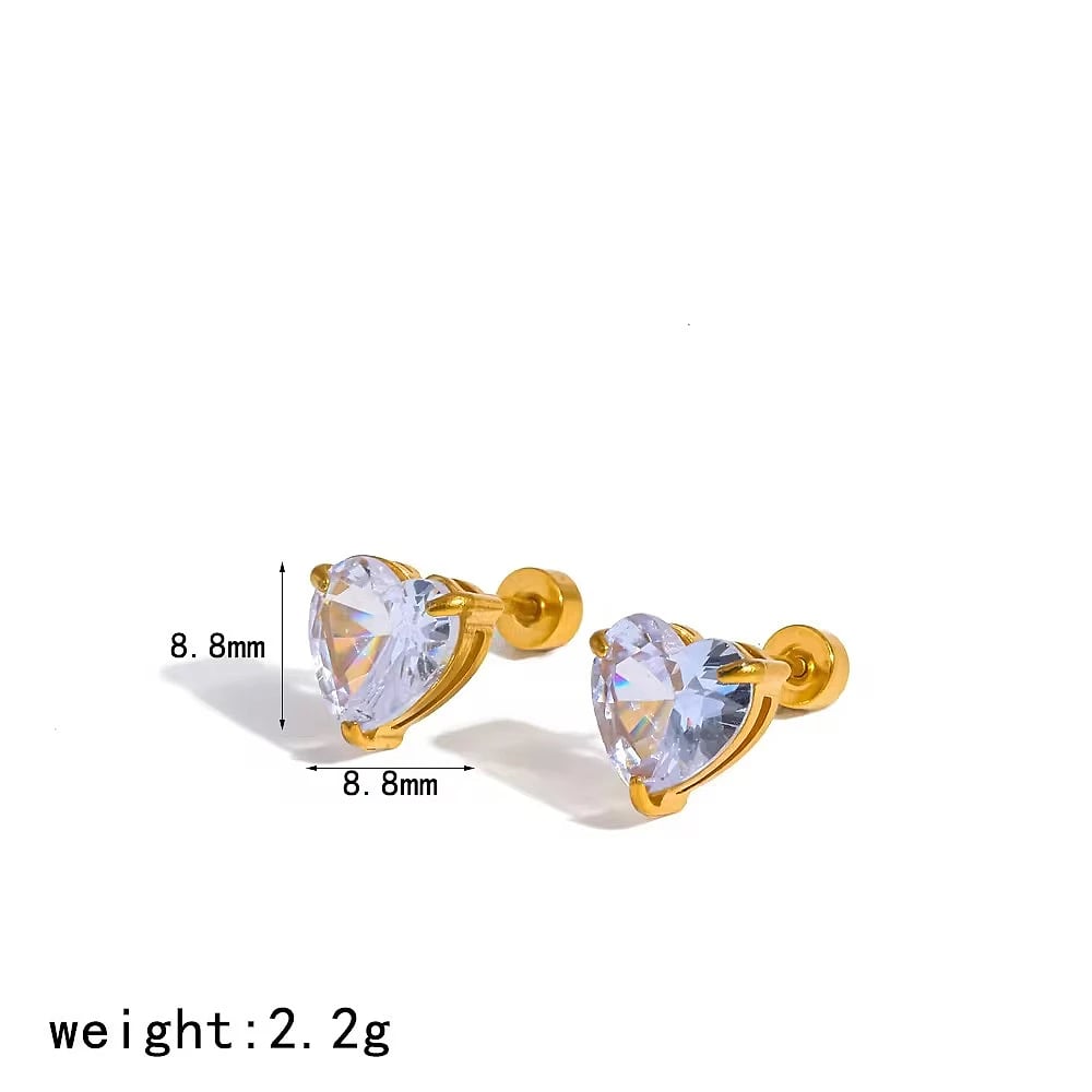 Heart Diamond Studs – image 3