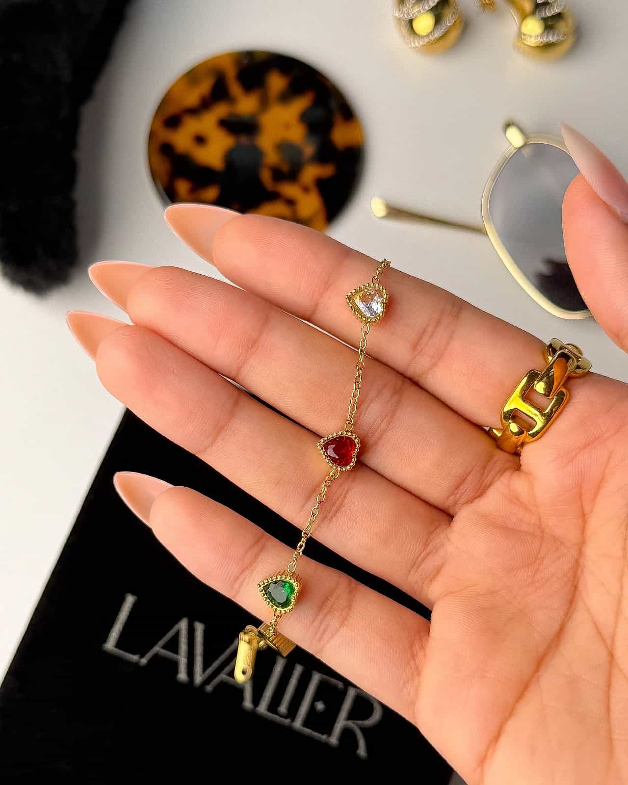 Amira Heart Bracelet - Colored Stones