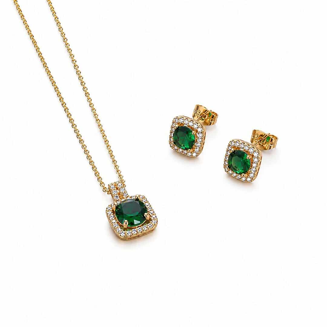 Gia Set Gold - Green Stone