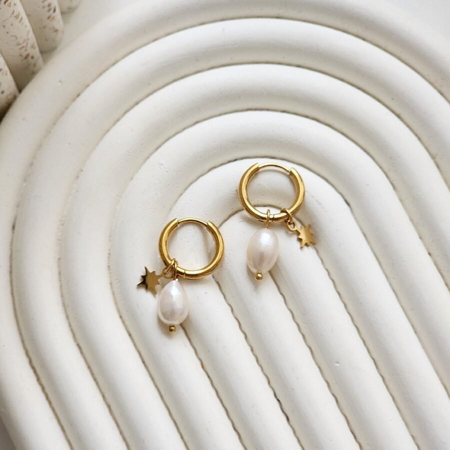 Athena Pearl Hoops - Image 2