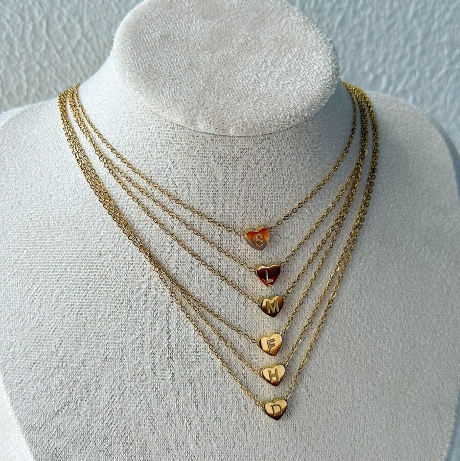 Small Heart Initial Necklace - Image 3