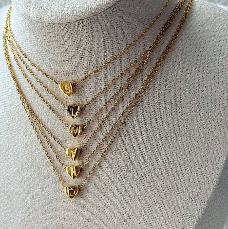 Small Heart Initial Necklace - Image 4
