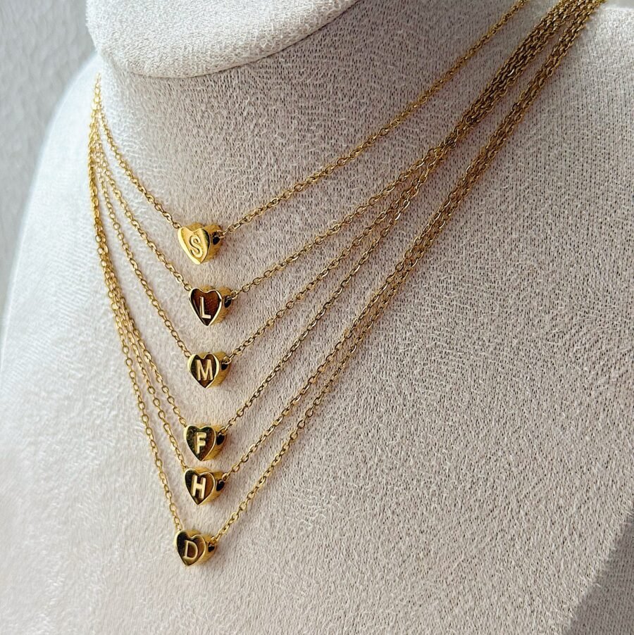 Small Heart Initial Necklace