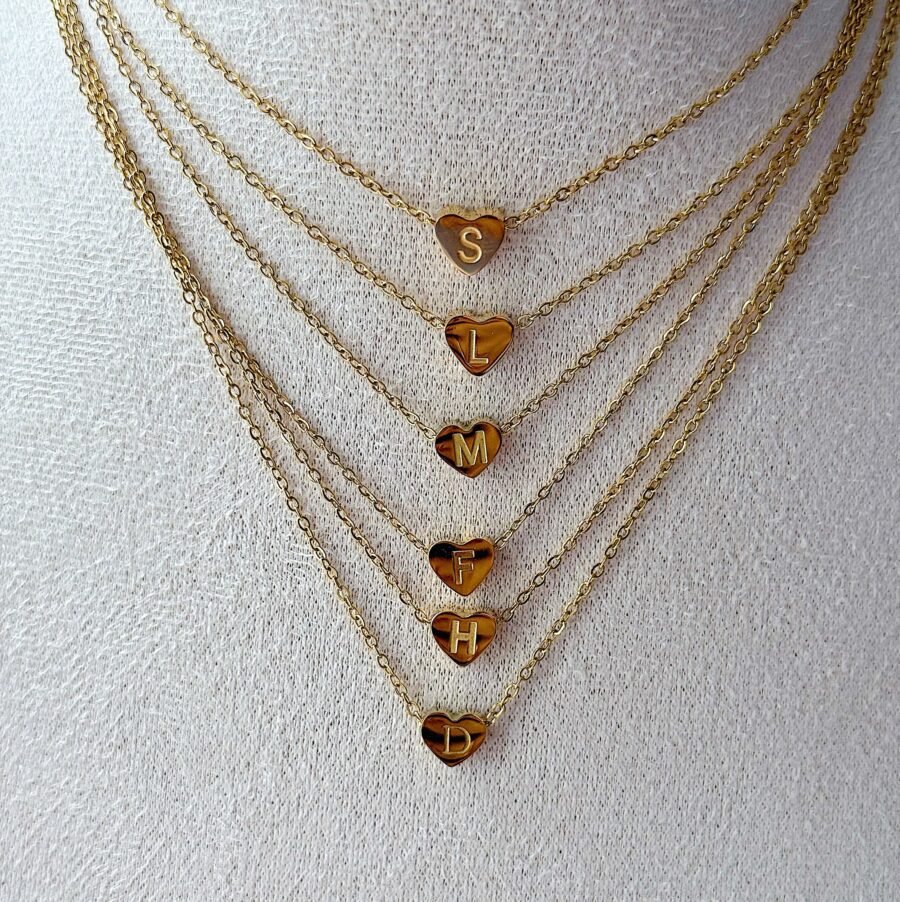 Small Heart Initial Necklace - Image 2