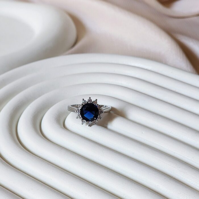 Diana Blue Stone Ring - Silver - Image 3