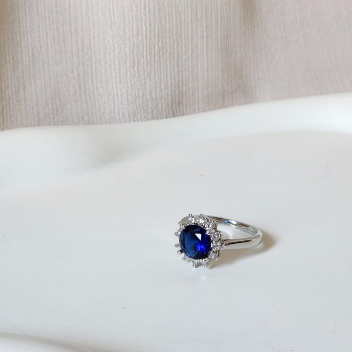Diana Blue Stone Ring - Silver - Image 4