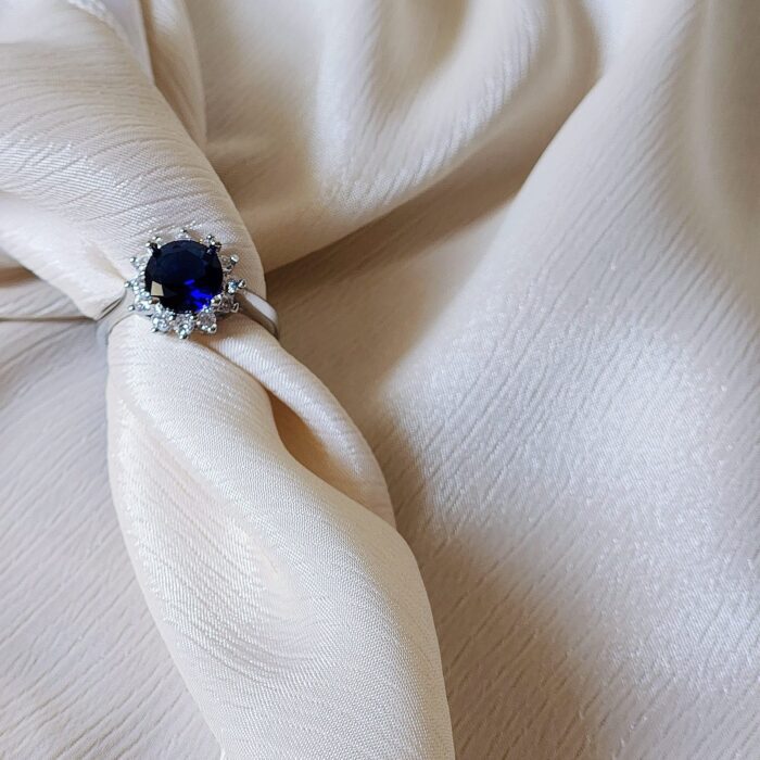 Diana Blue Stone Ring - Silver - Image 6