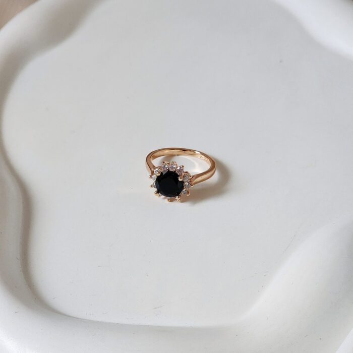 Diana Black Stone Ring - Gold - Image 6