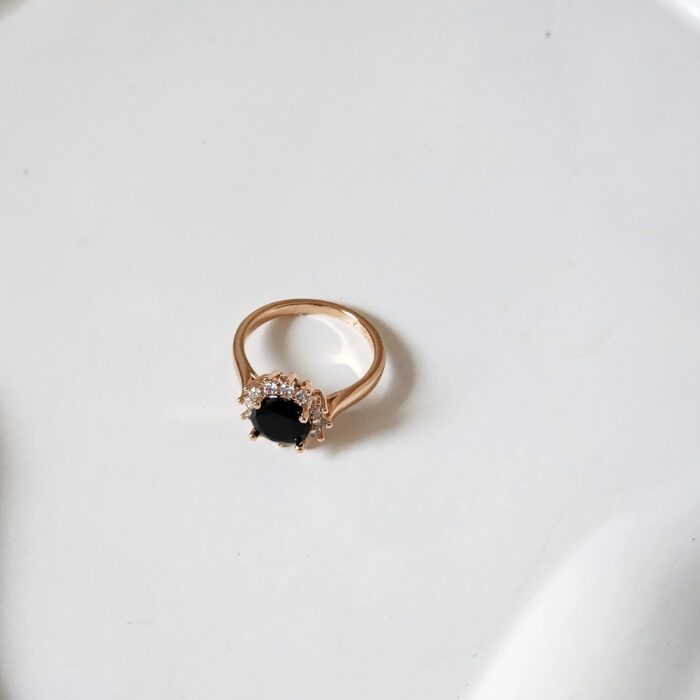 Diana Black Stone Ring - Gold - Image 5