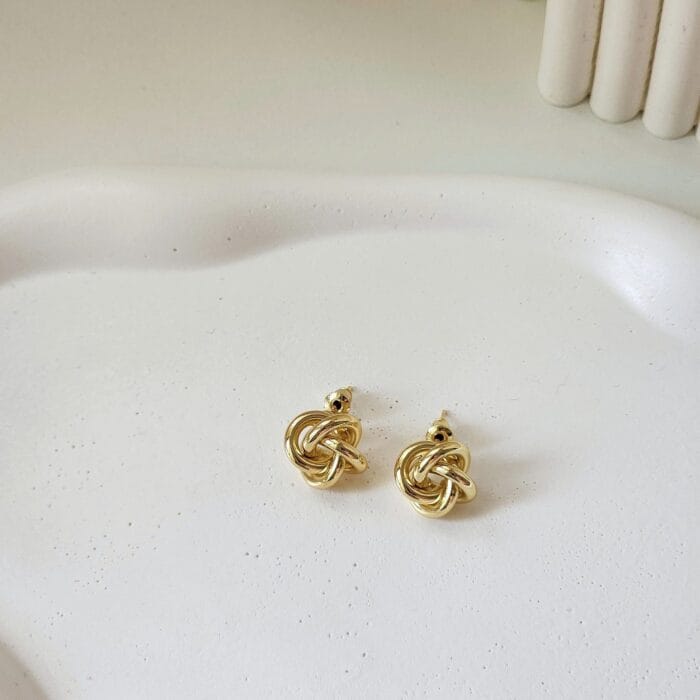 Knot Stud Earrings - 8 - Image 1