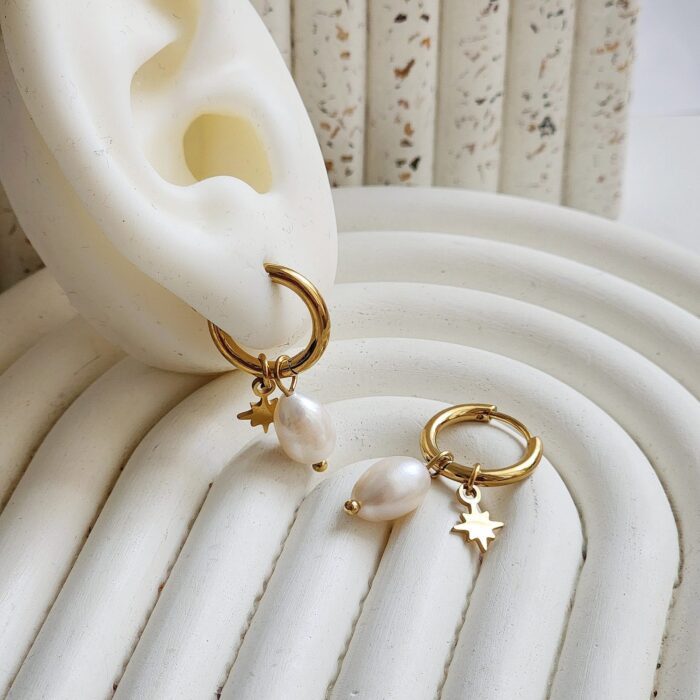Athena Pearl Hoops - Image 1