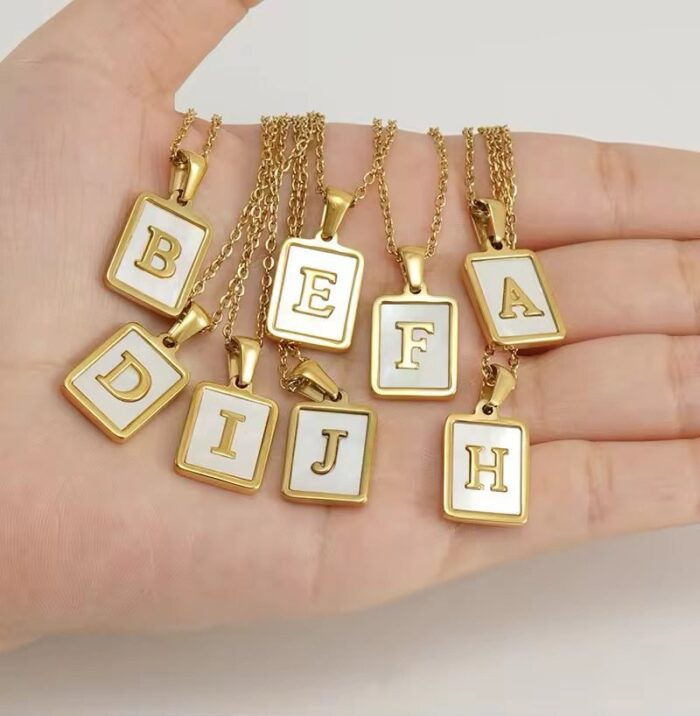 Mother of Pearl Initial Necklace - Image 2