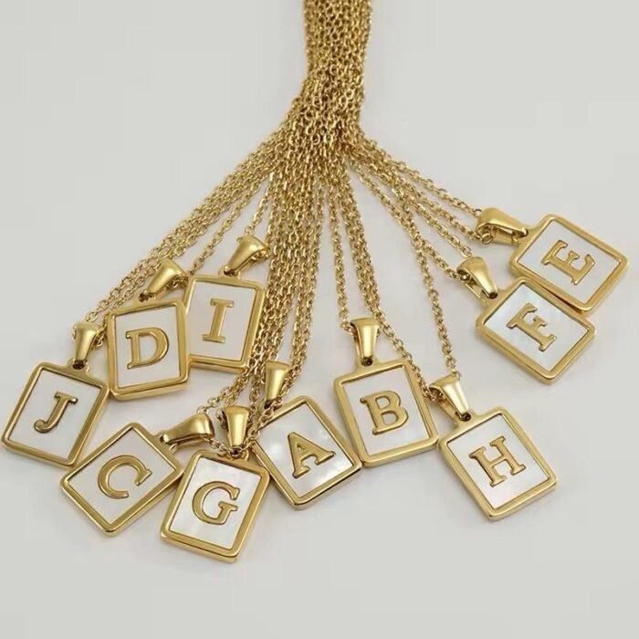 Mother of Pearl Initial Necklace - Image 4