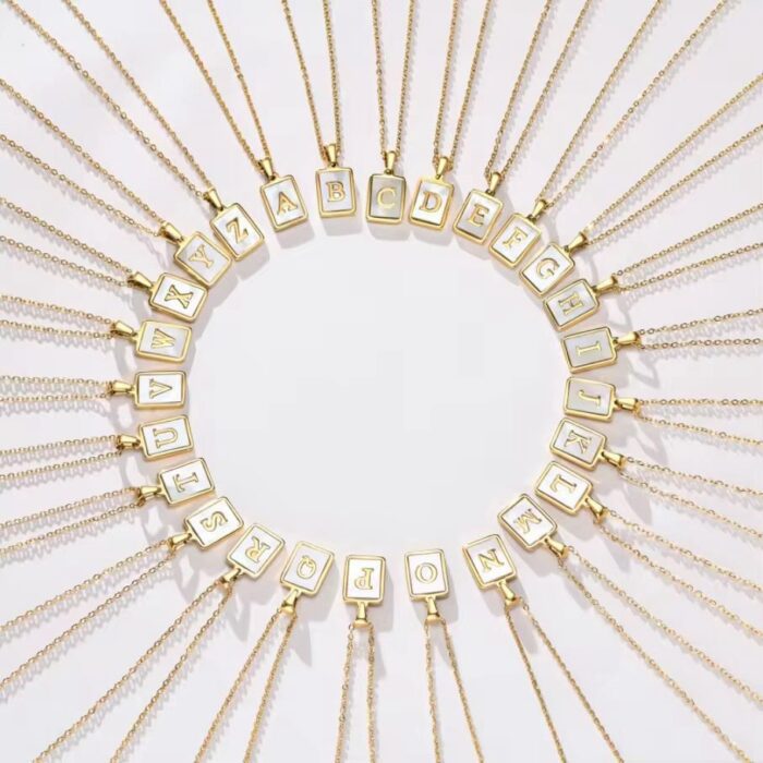 Mother of Pearl Initial Necklace - Image 3