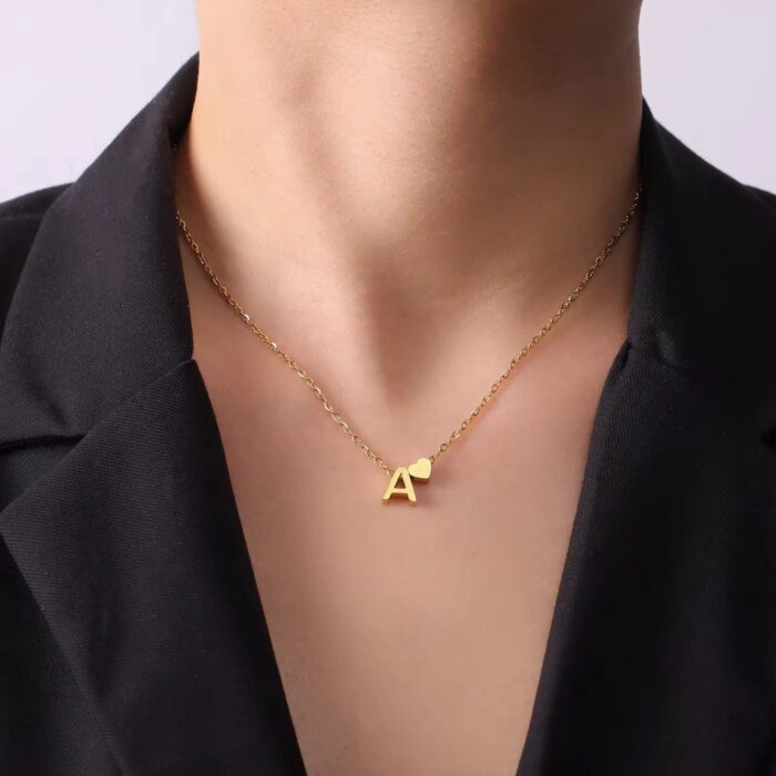 Heart Initial Necklace - Image 1