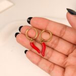 Red Chilli Charm Hoops